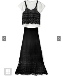 GRL | 透かし編みキャミ×スカートニットセットアップ(トップス)