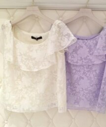 MERCURYDUO | フラワーラメJQフリルブラウス(シャツ/ブラウス)