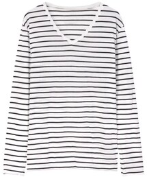 LE CIEL BLEU | ボーダーVネック長袖Tシャツ(Tシャツ/カットソー)