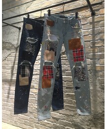 NO ID. | NOID×OVERDESIGNストレッチデニムグランジスキニーPT(デニムパンツ)