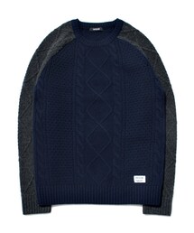 PAPERISM | COLOR BLOCK FISHERMAN KNIT [NA](ニット/セーター)