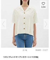GU | リネンブレンドオープンカラーシャツ(半袖)(シャツ/ブラウス)