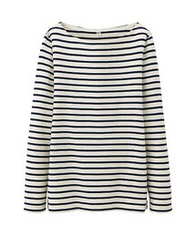 UNIQLO | ボーダーボートネックTシャツ(Tシャツ/カットソー)