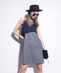 夏季剪裁設計扣環吊帶連身裙(チュニック)