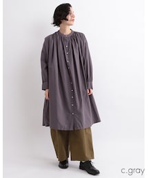 Fillil | たっぷりギャザーボリュームワンピース(シャツワンピース)