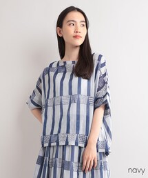 Fillil | そうめんストライププリント コットンカットソー(Tシャツ/カットソー)