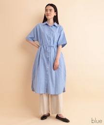 Fillil | ウエストリボン半袖シャツワンピース(シャツワンピース)