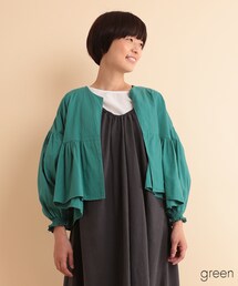 Fillil | ギャザー切替ノーカラーカーディガン(カーディガン/ボレロ)