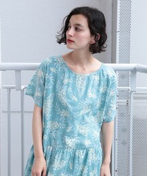 Fillil | 藤の花プリント ウエスト切替ワンピース(ワンピース)