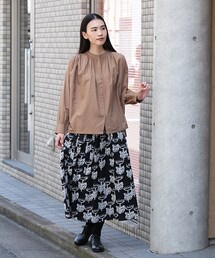 Fillil | ギャザーワイドノーカラーシャツ(シャツ/ブラウス)