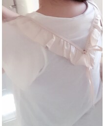 flower | 肩のフリルと後ろのリボンが可愛い♡(Tシャツ/カットソー)