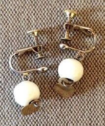 アンティーク | ハート付きパールイヤリング(イヤリング)