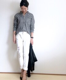 無印良品 | 旦那のギンガムチェックシャツ(シャツ/ブラウス)