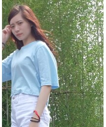側開岔短版上衣 | Tシャツ/カットソー