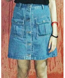 排扣雙口袋牛仔裙 | スカート