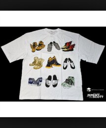 adidas Originals by JEREMY SCOTT | アディダス ジェレミースコットのコラボ靴がいっぱいプリントされたビッグT(Tシャツ/カットソー)