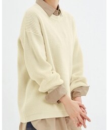 GU | コットンブレンドオーバーサイズセーター(長袖)(トップス)