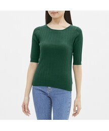 GU | GU ワイドリブ ボートネックセーター ダークグリーン(Tシャツ/カットソー)