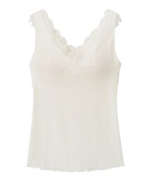 GU | GU ブラフィールリブレースVネックタンクトップ オフホワイト M ¥990(タンクトップ)