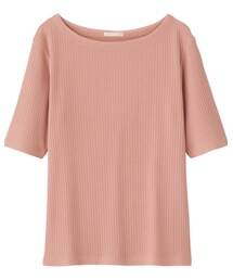 GU | 　リブボートネックT(半袖) ピンク ¥990(Tシャツ/カットソー)