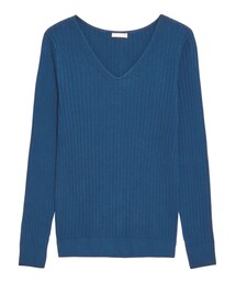 GU | ワイドリブVネックセーター(長袖) M(ニット/セーター)