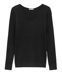 GU | ワイドリブVネックセーター(長袖) M(ニット/セーター)