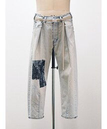 my beautiful landlet | 8分丈ペイントタックデニムパンツ(デニムパンツ)