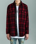 ROCKED GARAGE | Flannel Checked Side Zip Shirt(Shirts)