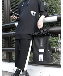 MUZE | MUZE - SIDE LINE EASY PANTS (BLACK-WHITE)(スラックス)