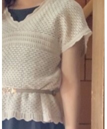 GU | 透かし編みVネックセーター(Tシャツ/カットソー)