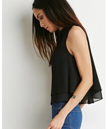 FOREVER 21 | クレープモックネックトップ(シャツ/ブラウス)