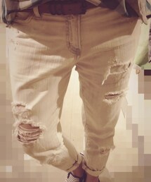 Heather | 白色boy friend Jeans(デニムパンツ)