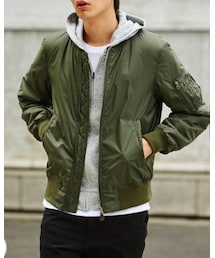 UNIQLO | MEN MA-1ブルゾン 57:OLIVE XXL(オンライン限定)(ミリタリージャケット)