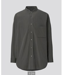 UNIQLO | スーピマコットンオーバーサイズスタンドカラーシャツ(シャツ/ブラウス)