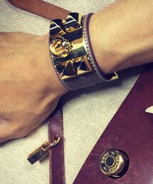 HERMES | Collier de Chien - epsom etoupe with gold hard wear(ブレスレット)