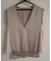 ZARA | 異素材MIXベスト風ノースリーブブラウス(トップス)