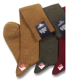 HALISON | ハリソン NZメリノライクラストレッチカラフルホーズ Lサイズ27-29cm マスタード(ソックス/靴下)