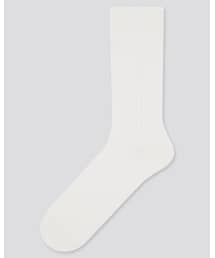UNIQLO | スーピマコットンワイドリブソックス 00White 25-27cm 431601(ソックス/靴下)