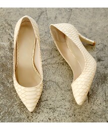 スネーク柄シンプルヒールパンプス(パンプス)