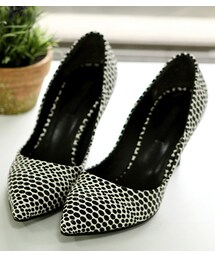 ドット柄ポイントヒールパンプス(パンプス)