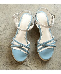 細ストラップウェッジサンダル(サンダル)