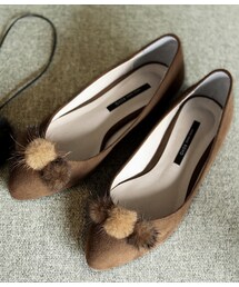 キュートファー付きフラットシューズ(パンプス)