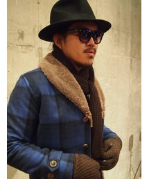 BACK BONE THE BASIS | BACK BONE THE BASIS MELTON CHECK SPORTS JACKET BLUE(カバーオール)