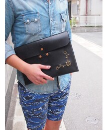 HTC BLACK | HTC BLACK LEATHER DOCUMENT CASE FLOWER(クラッチバッグ)