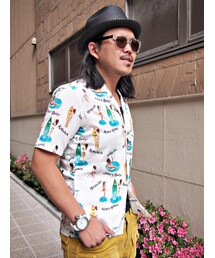 JOHN'S SURF | JOHN'S SURF × BACKBONE S/S PRINT SHIRT WHITE(シャツ/ブラウス)