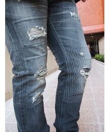 AKM | AKM × Lee tight slim BLACK PATCH CRASH(デニムパンツ)