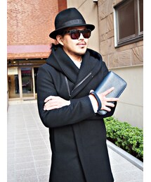 junhashimoto | junhashimoto WRAP HOODED COAT BLACK(ダウンジャケット/コート)