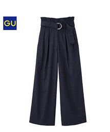 GU | ベルト付きハイウエストワイドパンツ(パンツ)