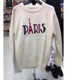 インターシャクルーネック(ニット/セーター)