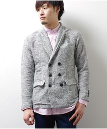 スラブ裏毛ダブルテーラードジャケット(テーラードジャケット)